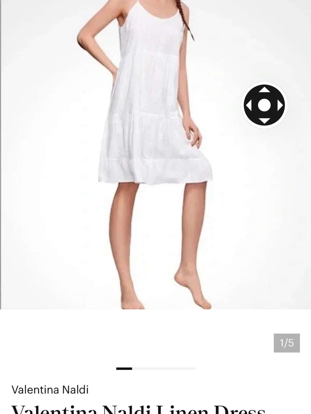 Valentina White Tiered Spaghetti-Strap Midi Dress 100% linen. made in Italy - Picture 2 of 7